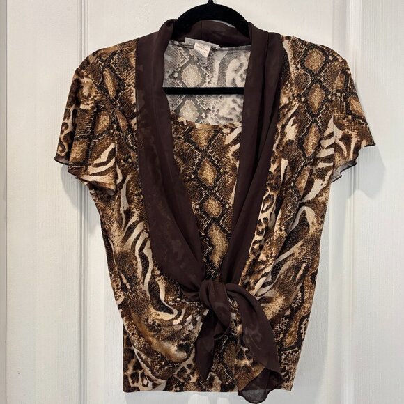 Vintage Leopard Print Combo Blouse Size S - Picture 1 of 7